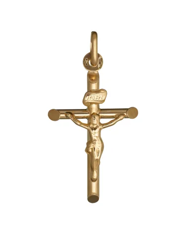 18CT Y/G CRUCIFIX 32mm
