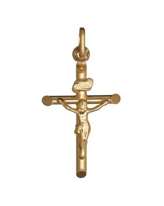 18CT Y/G CRUCIFIX 32mm