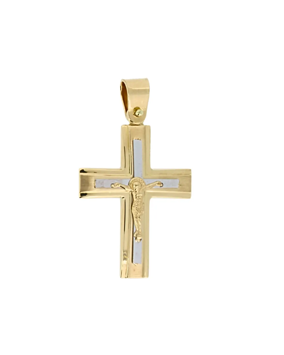 18CT T/T SQUARE CRUCIFIX 26mm