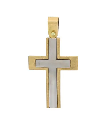 18CT T/T SQUARE CUT CROSS 23mm