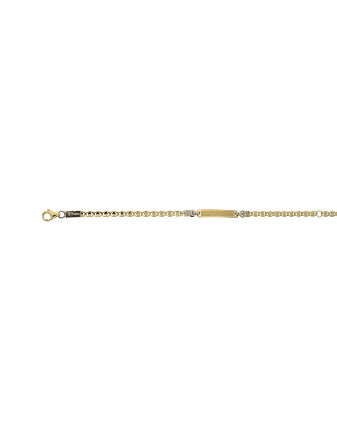 18CT T/T ID BRACELET RECT 14cm