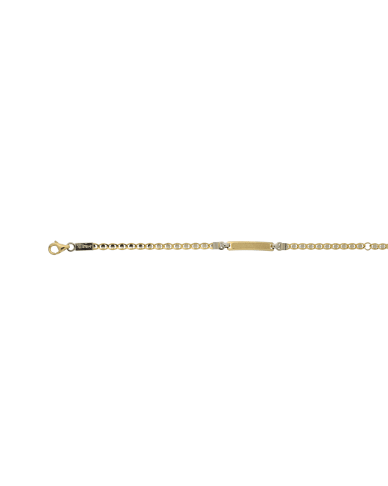 18CT T/T ID BRACELET RECT 14cm