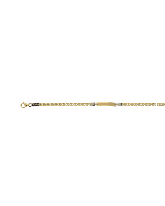 18CT T/T ID BRACELET RECT 14cm