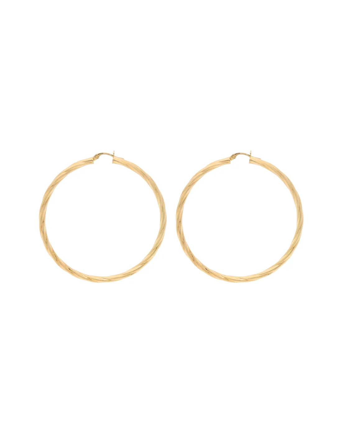 9CT Y/G TWIST HOOPS 3mm/50mm