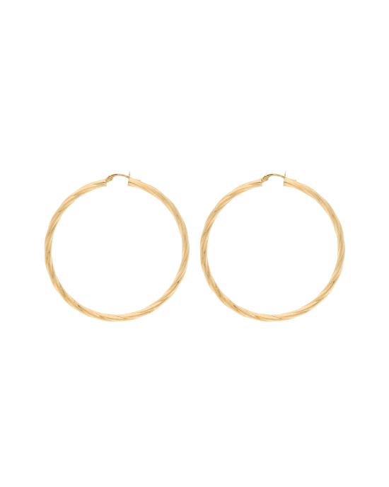 9CT Y/G TWIST HOOPS 3mm/50mm