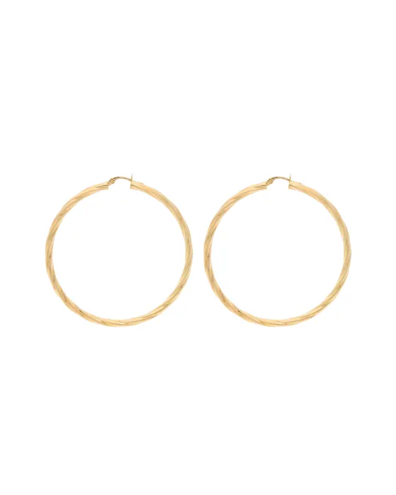 9CT Y/G TWIST HOOPS 3mm/50mm