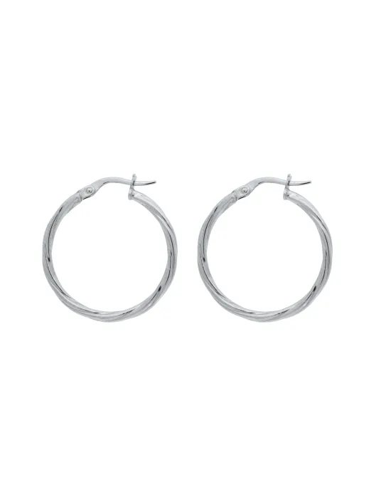 9CT W/G TWIST HOOPS 2mm/20mm