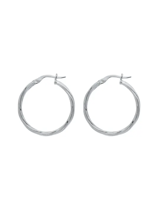 9CT W/G TWIST HOOPS 2mm/20mm