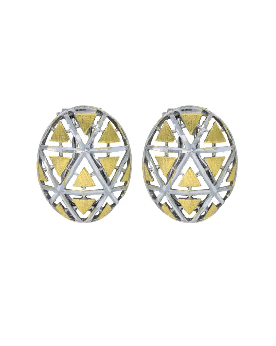 18CT TT OVAL EARRINGS