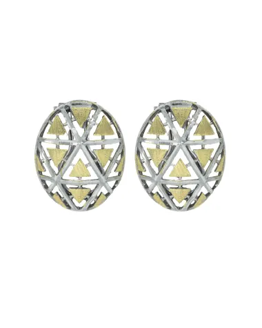 18CT TT OVAL EARRINGS