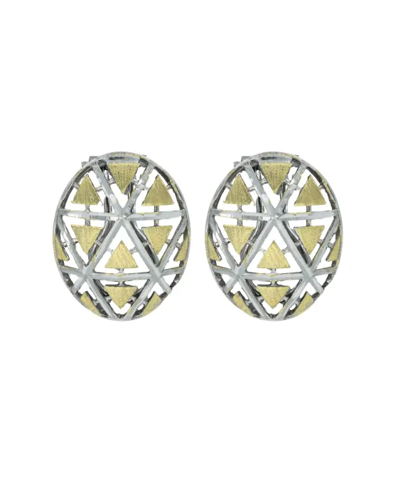 18CT TT OVAL EARRINGS
