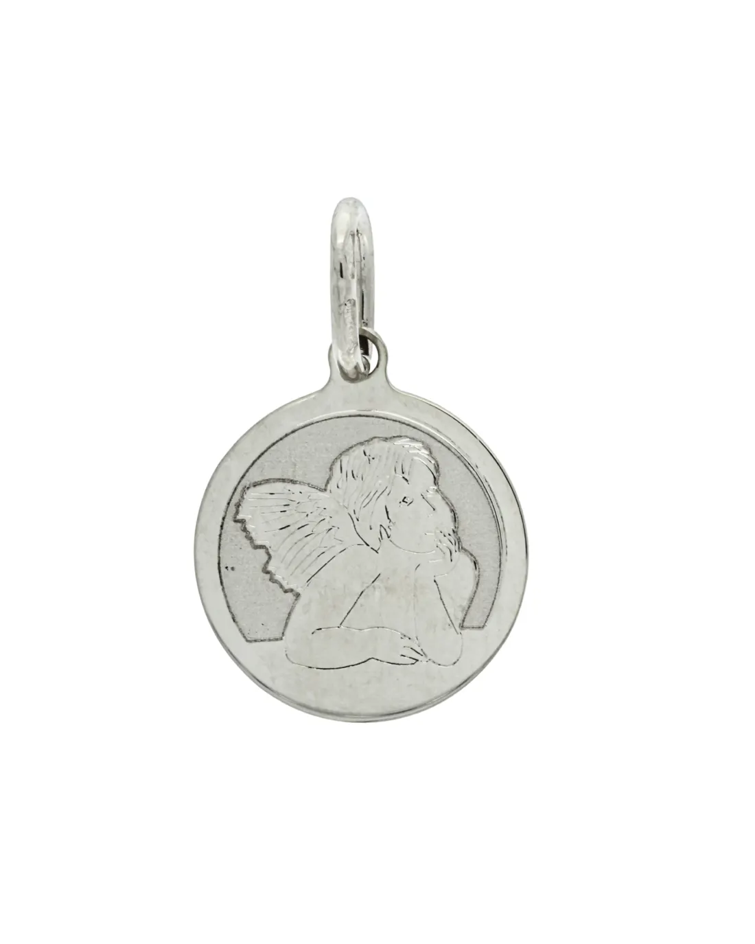 18CT W/G ANGEL MEDAL 12mm