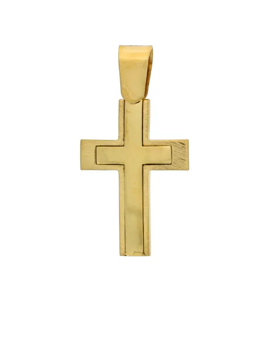 18CT Y/G TWO LAYER CROSS 21mm