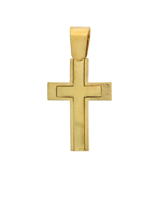 18CT Y/G TWO LAYER CROSS 21mm