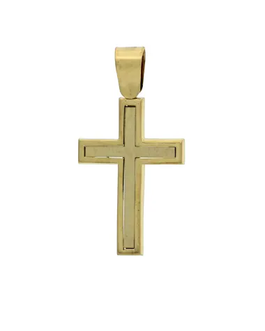 18CT Y/G SQUARE CUT CROSS 23mm