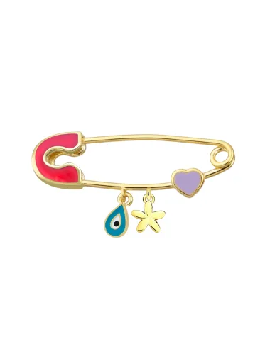 9CT Y/G ENAMEL BABY PIN PINK