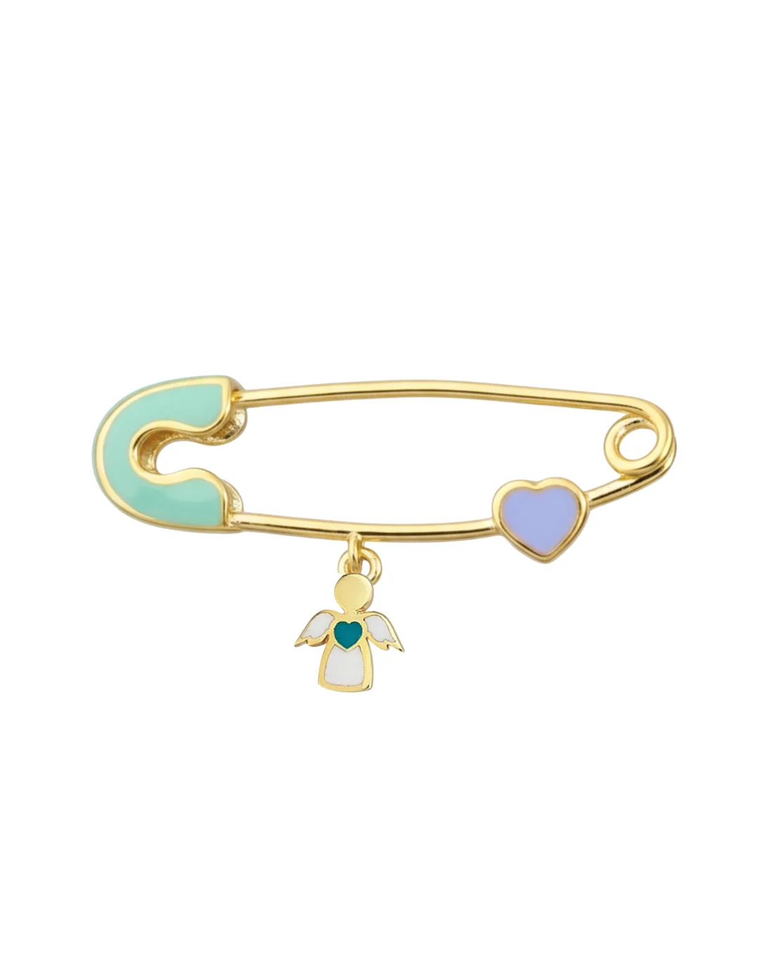 9CT Y/G ENAMEL BABY PIN CYAN