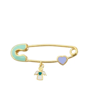 9CT Y/G ENAMEL BABY PIN CYAN