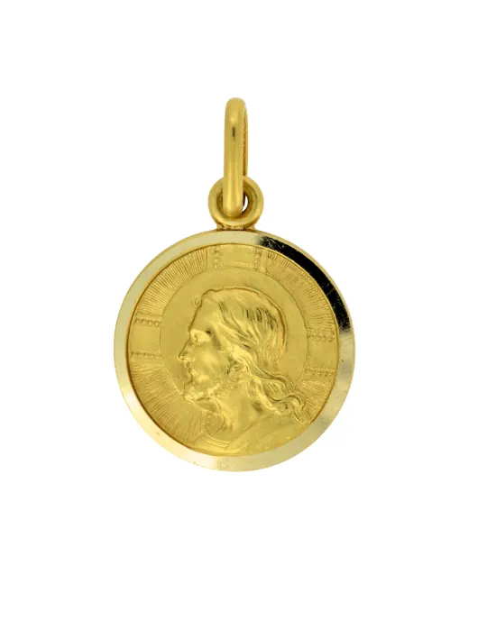 18CT Y/G JESUS MEDAL 15mm