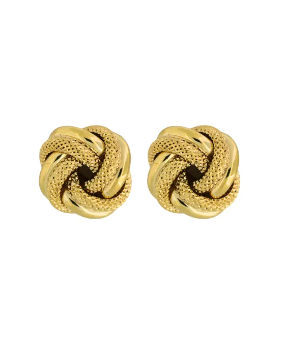 9CT Y/G D/C KNOT EARRINGS 14mm