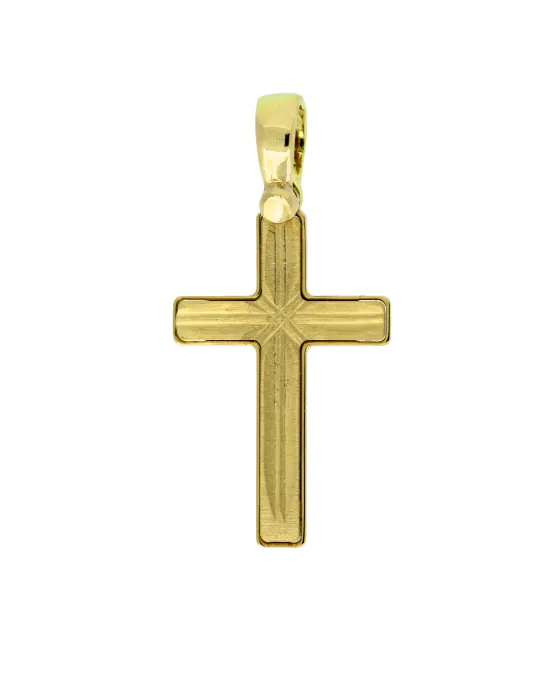 18CT Y/G CROSS 20mm x 13mm
